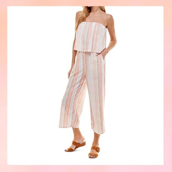 BeBop Pants - Bebop Strapless Striped Jumpsuit - Size Small